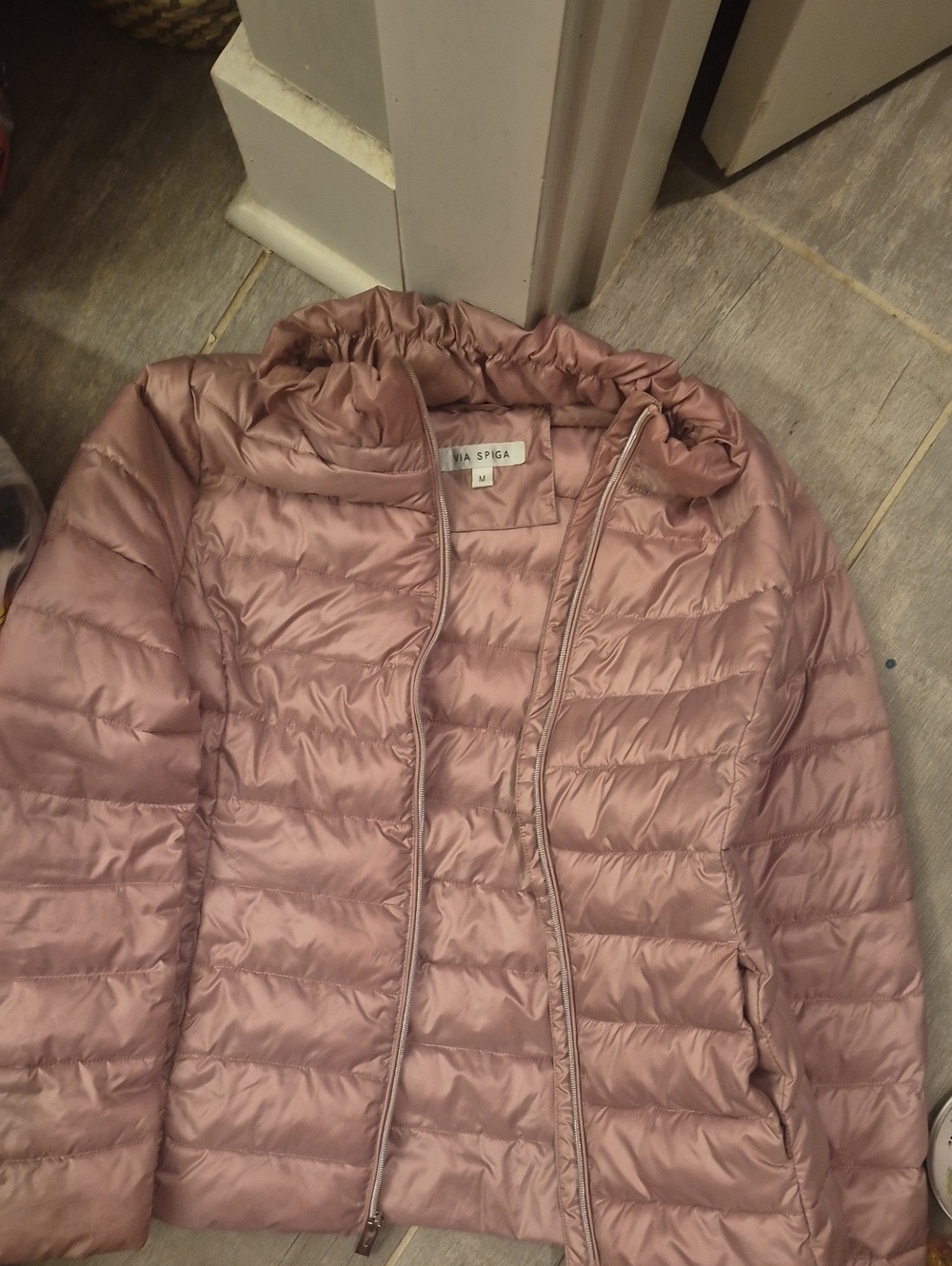 Via Spiga Dusty Rose Quilted Packable Puffer Jacket